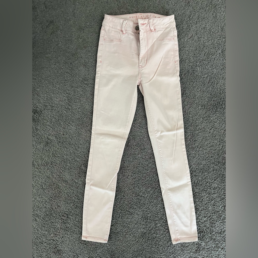 American Eagle Light Pink Sky High Jeggings